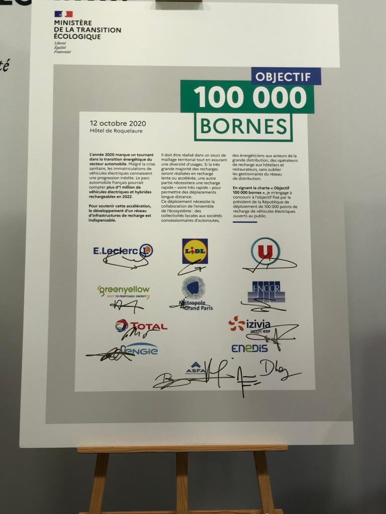 GreenYellow signataire de la charte "Objectif 100000 bornes" pour l'accélération de la mobilité électrique